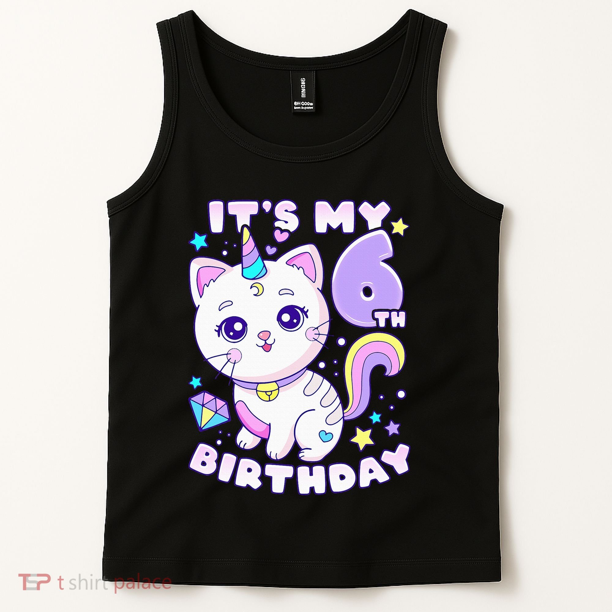 Birthday 6 years old cat unicorn 6th birthday Tank Top