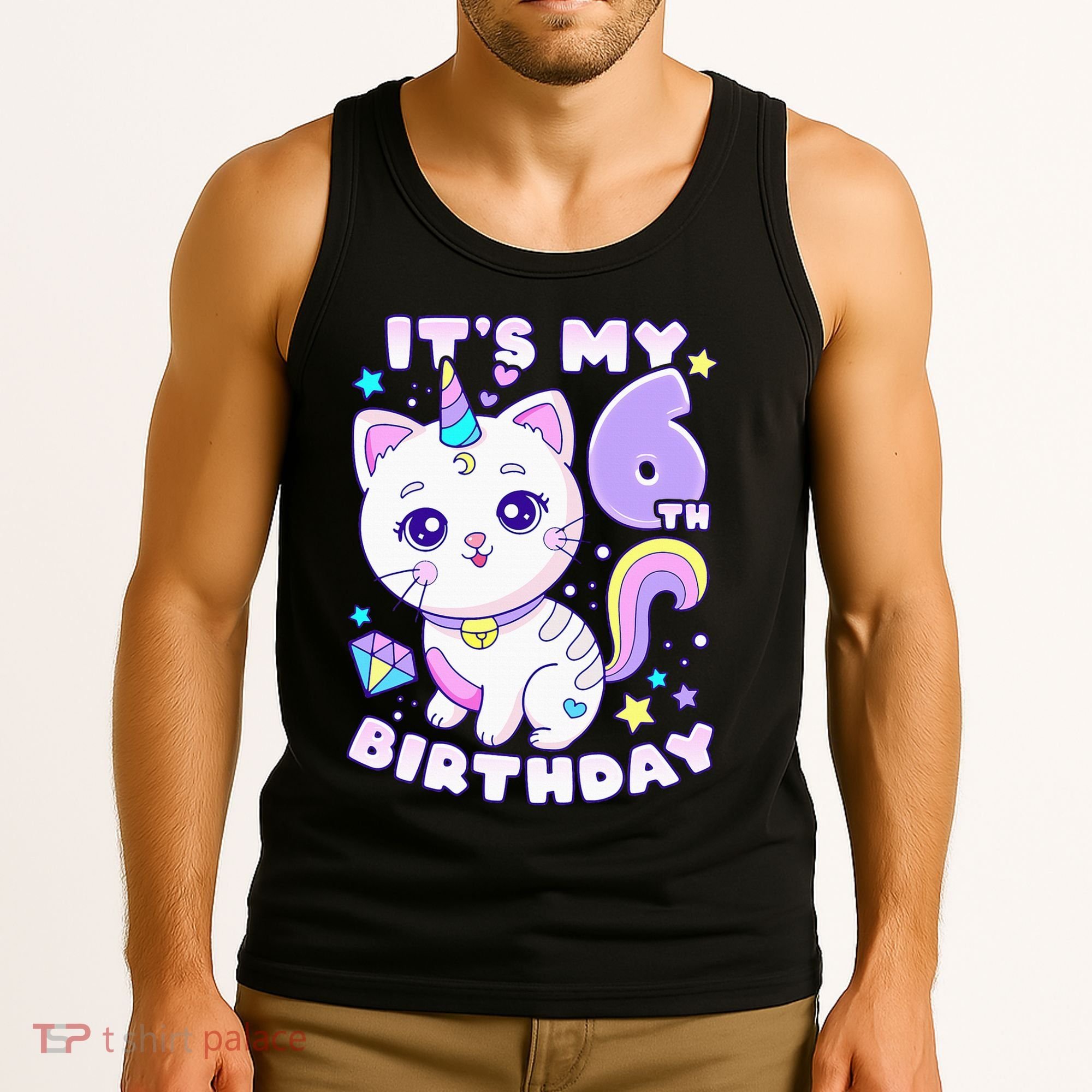 Birthday 6 years old cat unicorn 6th birthday Tank Top