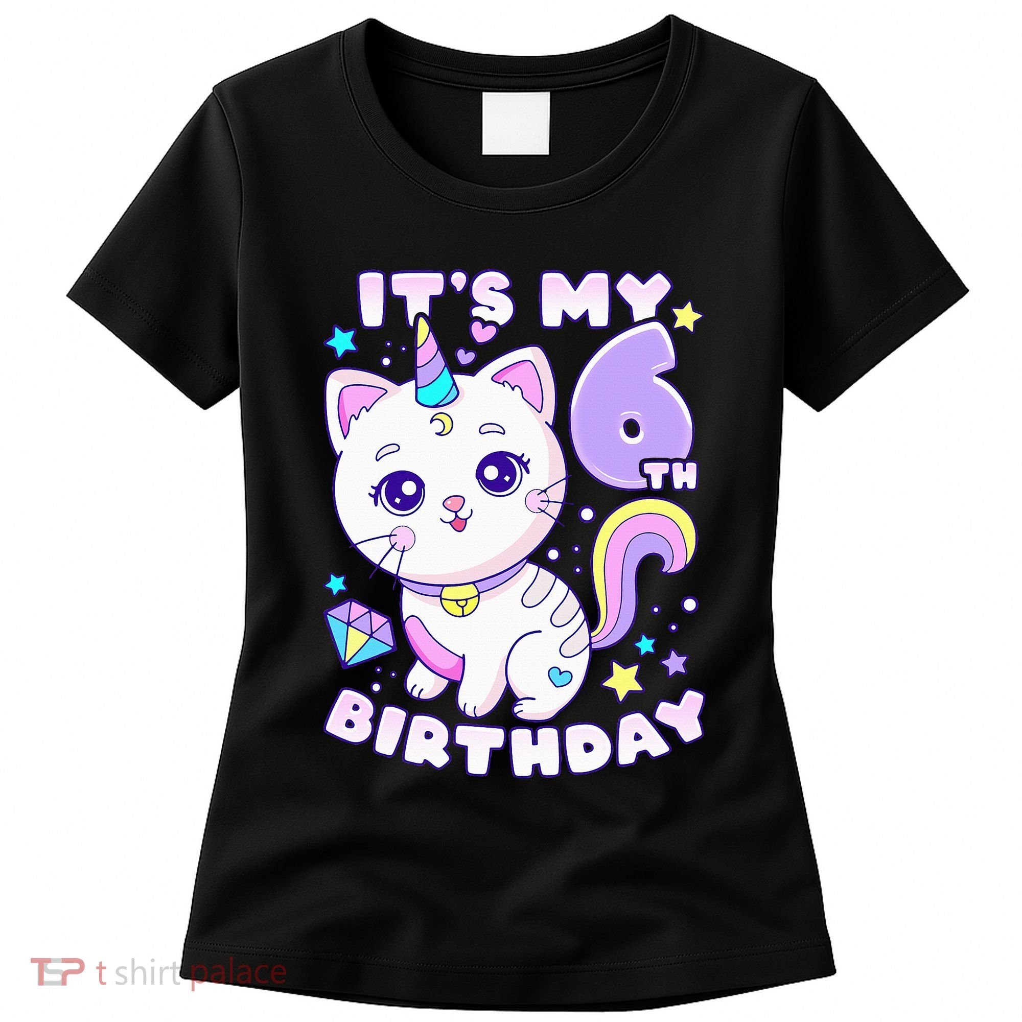 Birthday 6 years old cat unicorn 6th birthday Women's T-Shirt