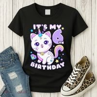 Birthday 6 years old cat unicorn 6th birthday Women's T-Shirt thumb 3