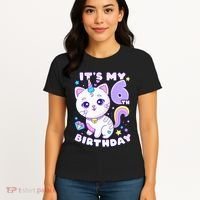 Birthday 6 years old cat unicorn 6th birthday Women's T-Shirt thumb 4
