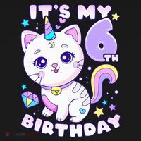 Birthday 6 years old cat unicorn 6th birthday Women's T-Shirt thumb 6