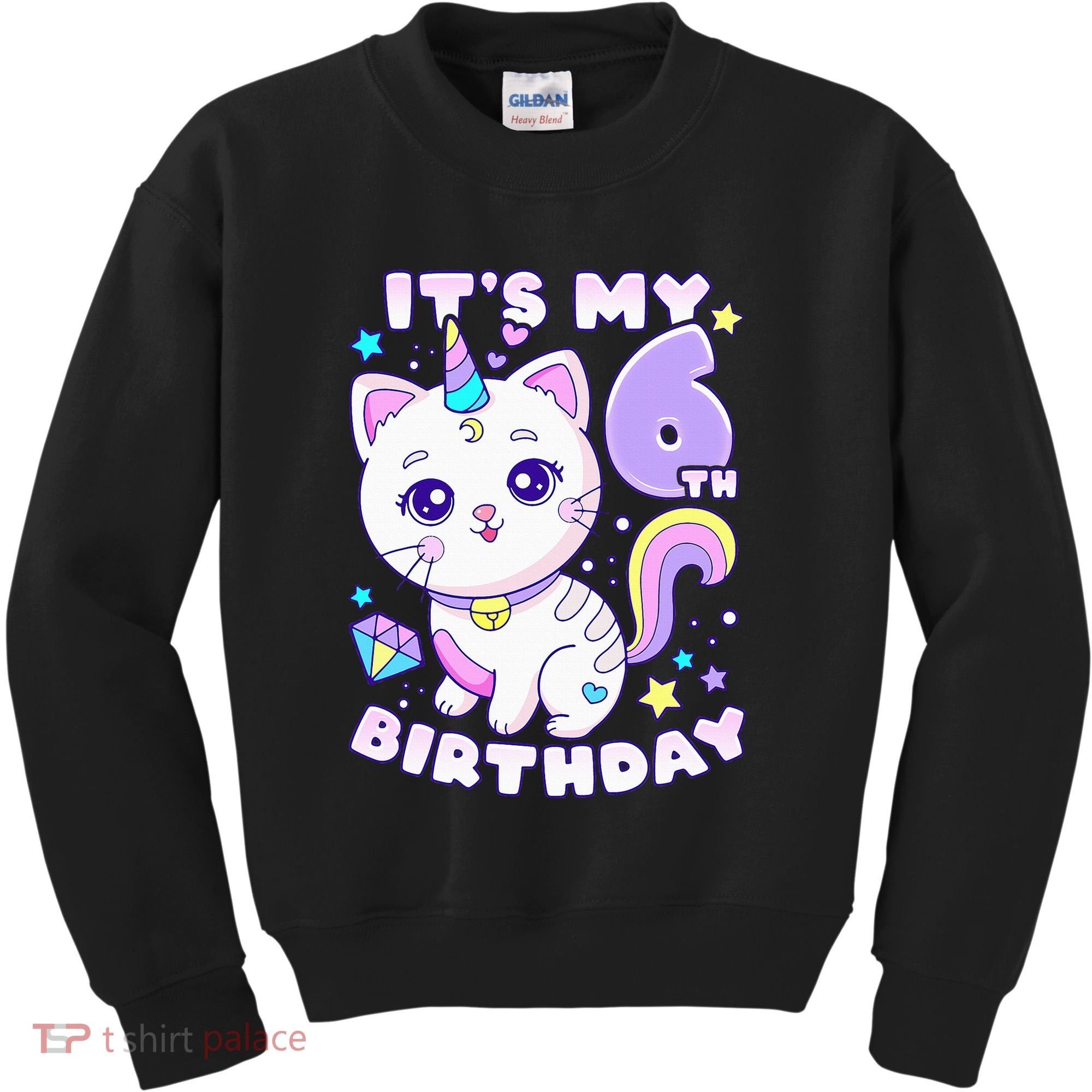 Birthday 6 years old cat unicorn 6th birthday Kids Sweatshirt