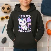 Birthday 6 years old cat unicorn 6th birthday Kids Hoodie thumb 2