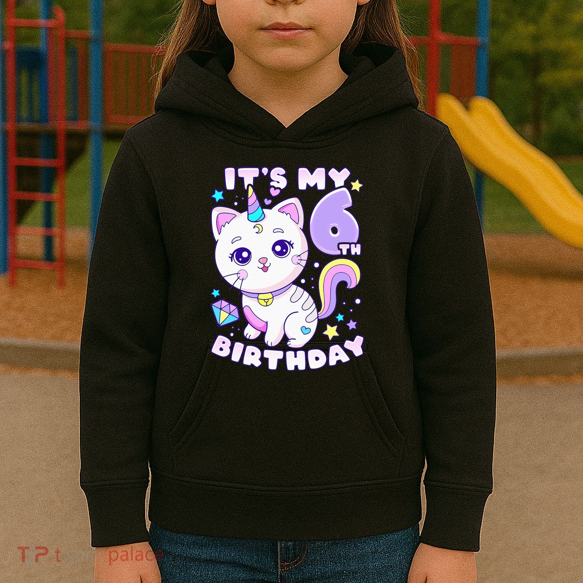 Birthday 6 years old cat unicorn 6th birthday Kids Hoodie