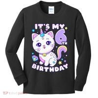 Birthday 6 years old cat unicorn 6th birthday Kids Long Sleeve Shirt thumb 0