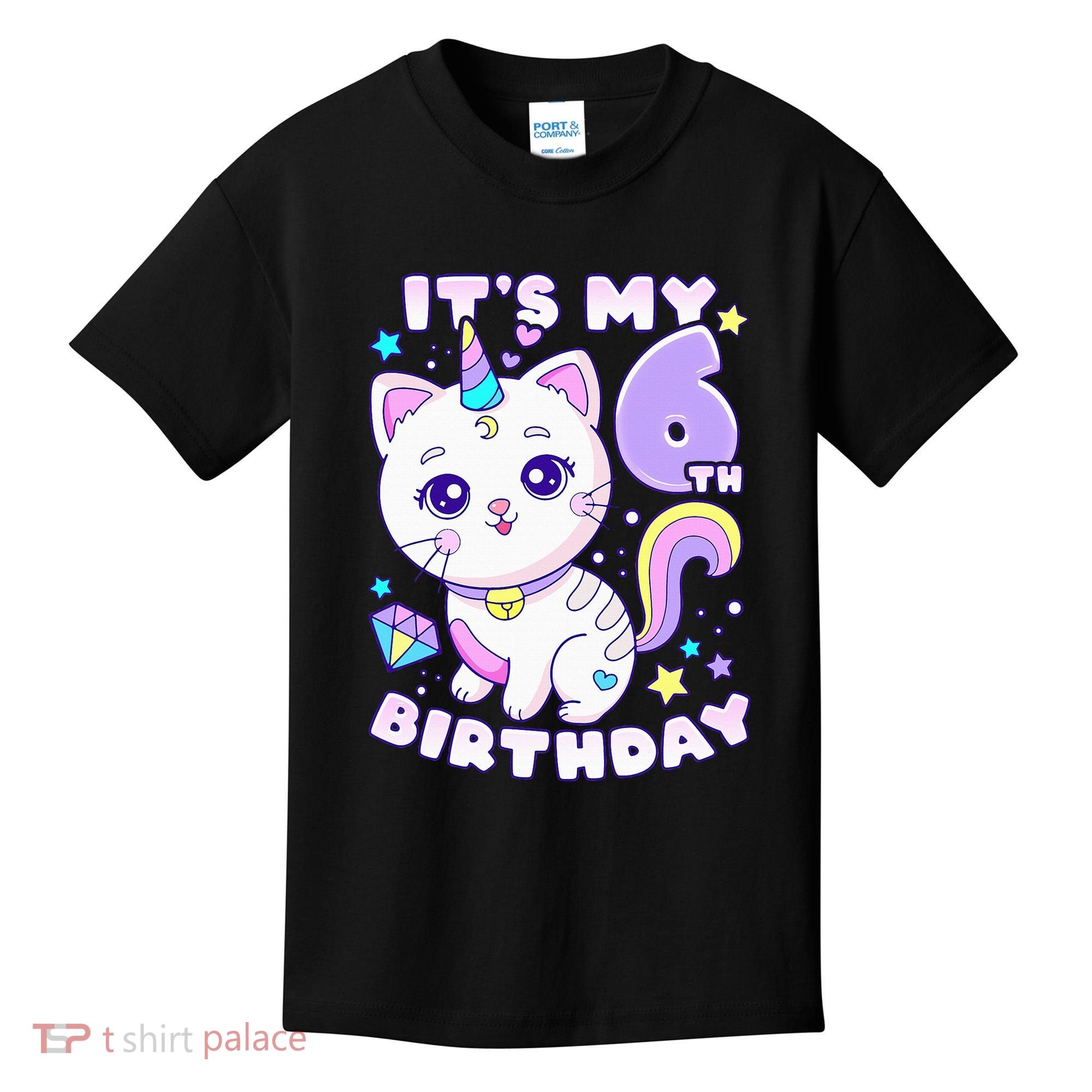 Birthday 6 years old cat unicorn 6th birthday Kids T-Shirt