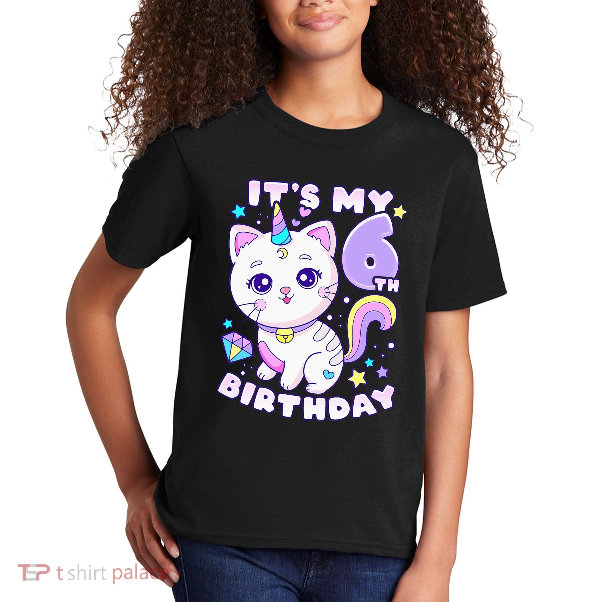 Birthday 6 years old cat unicorn 6th birthday Kids T-Shirt