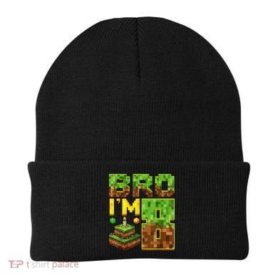 Boy 8th Birthday Boy Bro I’M 8 Year Old Gamer Pixel Beanie