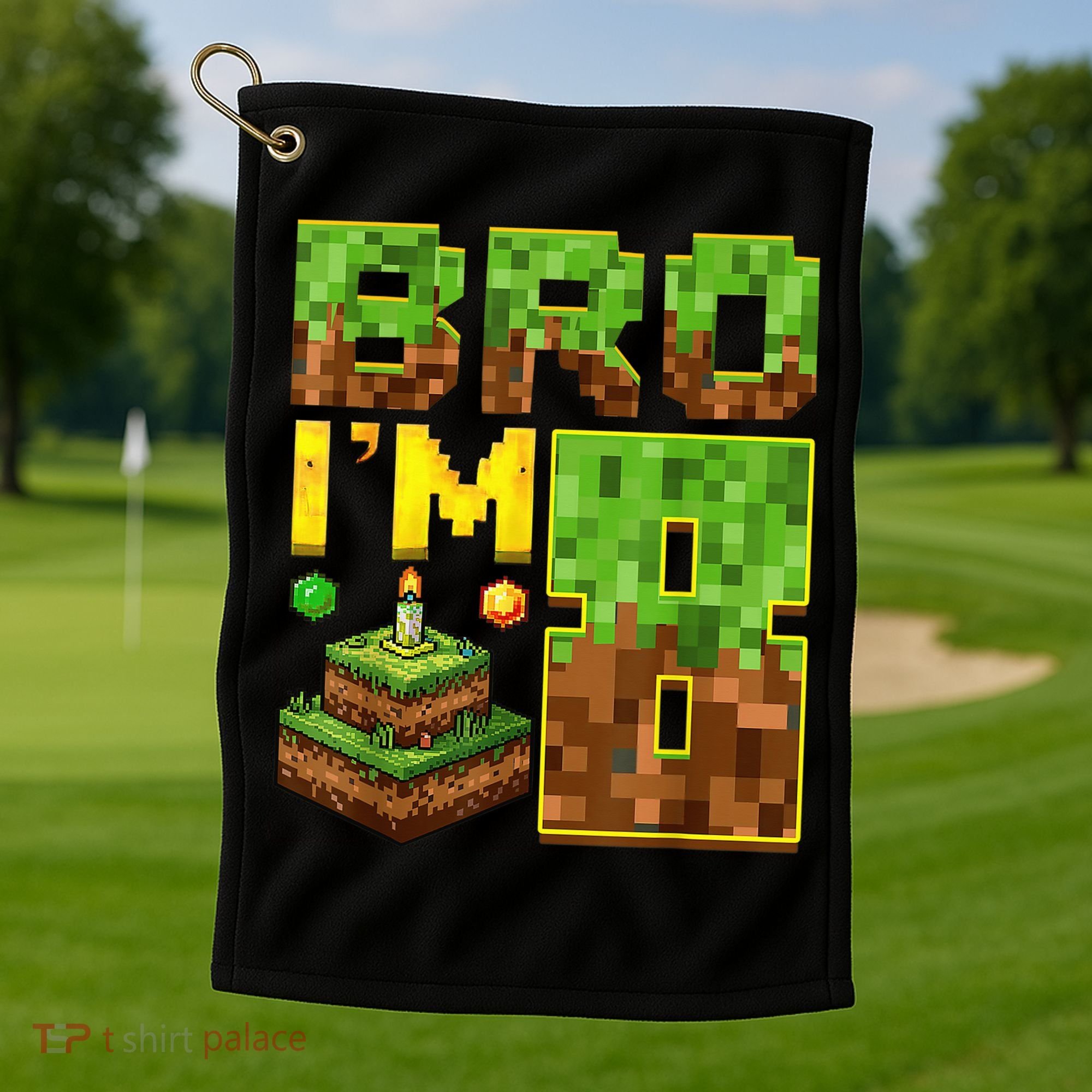 Boy 8th Birthday Boy Bro I’M 8 Year Old Gamer Pixel Golf Towel