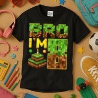 Boy 8th Birthday Boy Bro I’M 8 Year Old Gamer Pixel Kids T-Shirt thumb 3