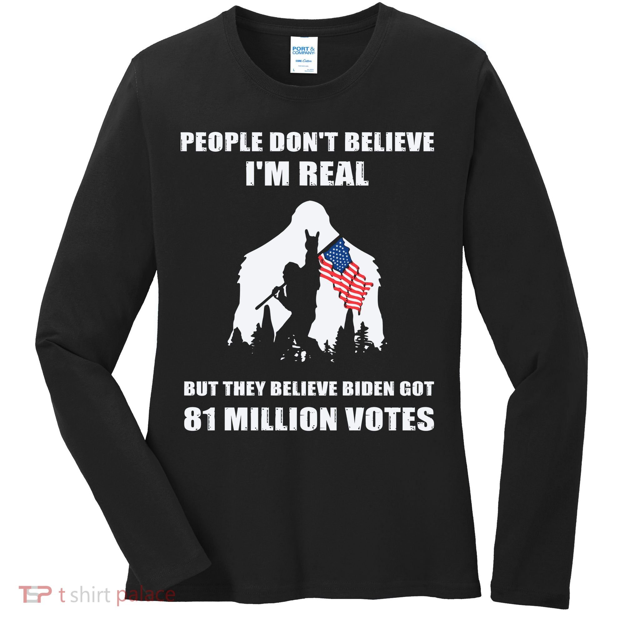 Bigfoot 81 Million Votes Anti Biden Women's Long Sleeve Shirt