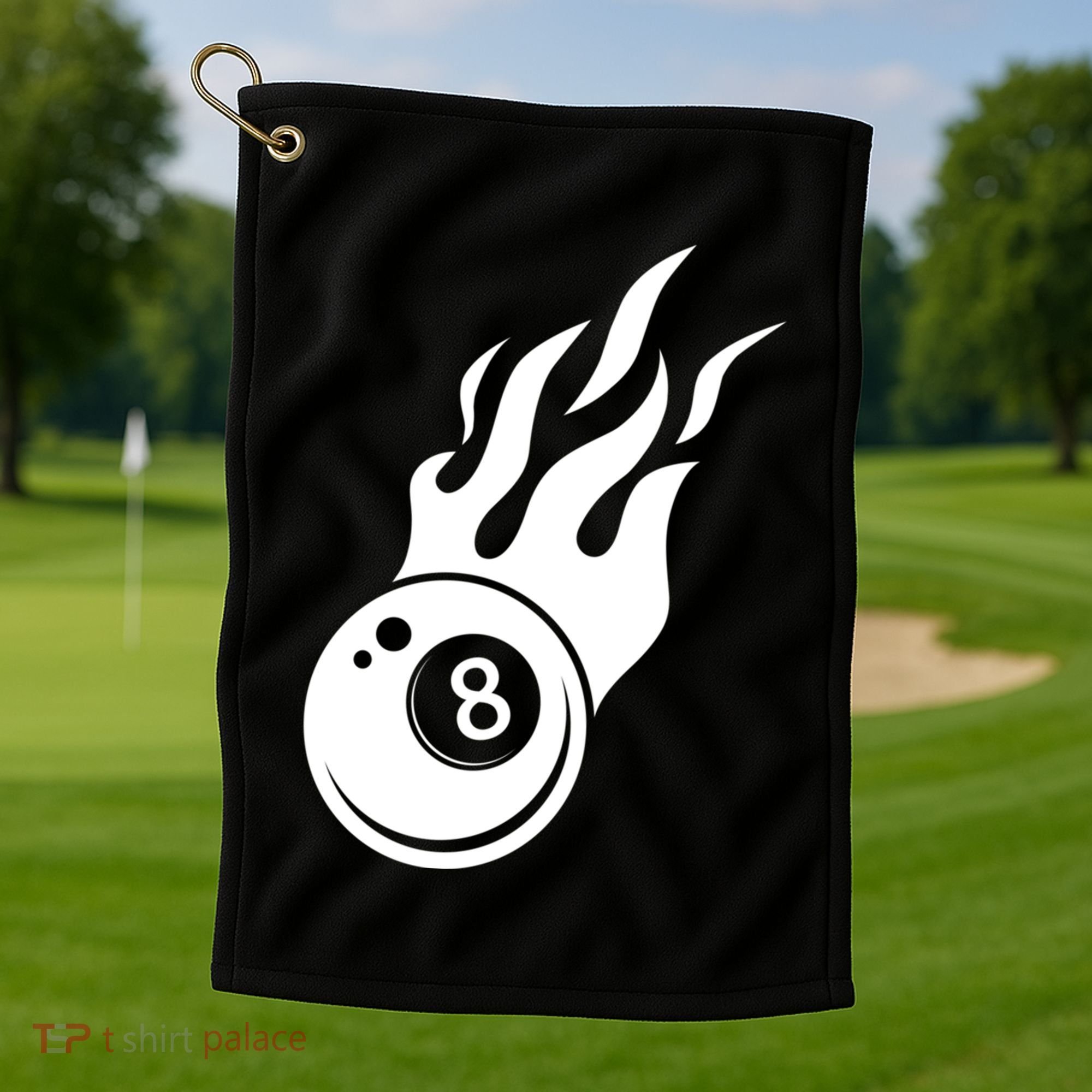 Billiard 8ball Pool Billiard Flame Billiard Ball Flame Funny Gift Golf Towel