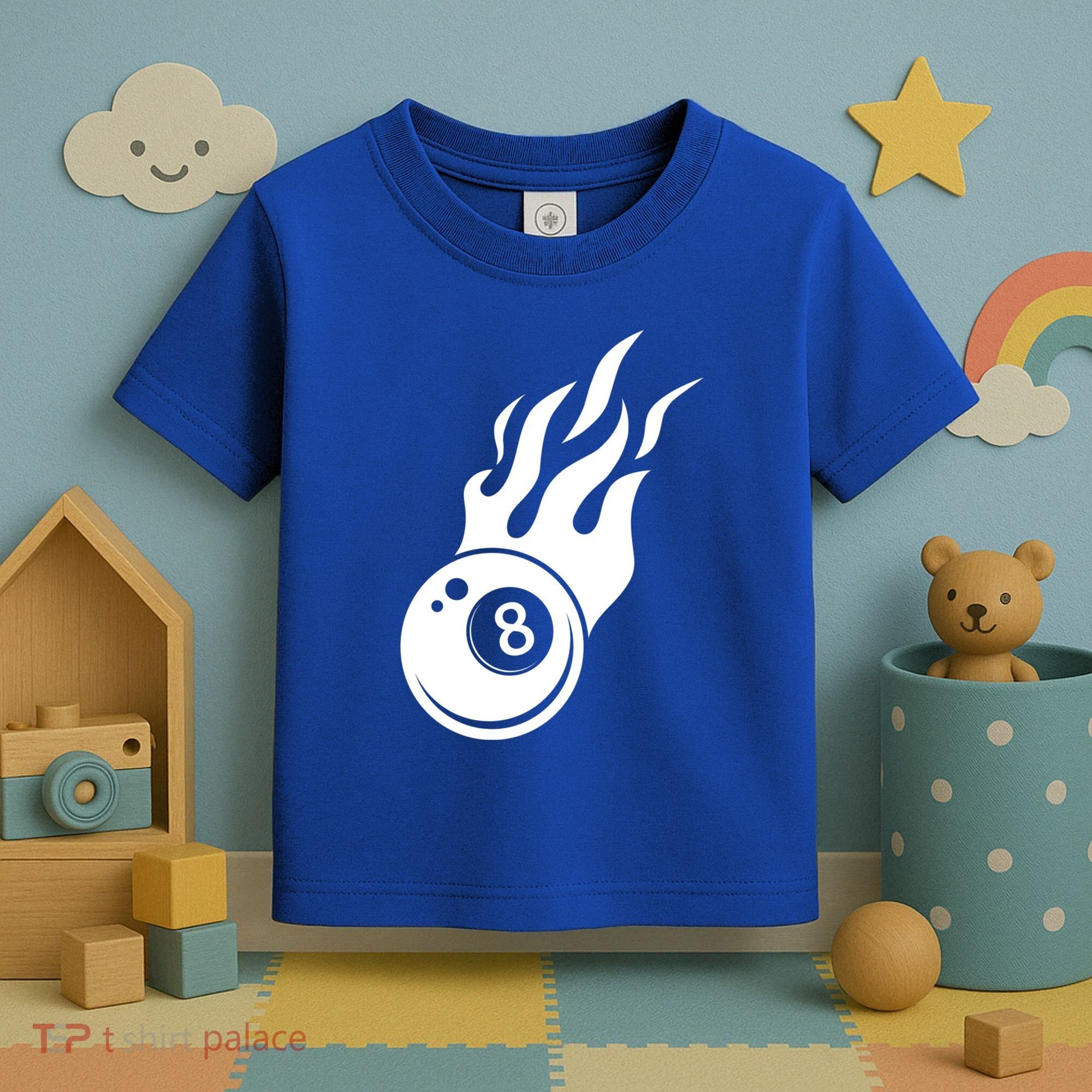 Billiard 8ball Pool Billiard Flame Billiard Ball Flame Funny Gift Toddler T-Shirt