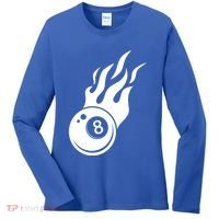 Billiard 8ball Pool Billiard Flame Billiard Ball Flame Funny Gift Women's Long Sleeve Shirt thumb 0