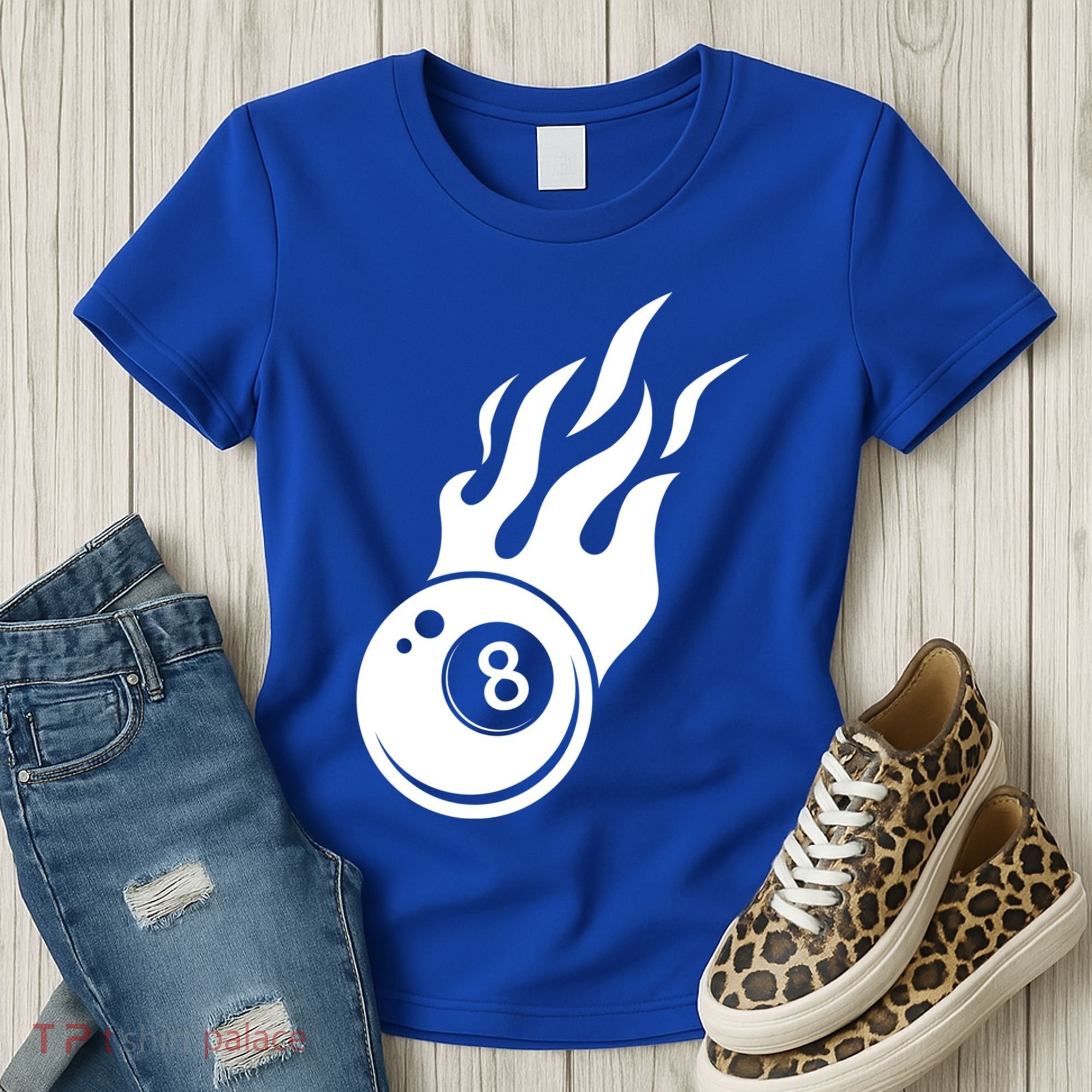 Billiard 8ball Pool Billiard Flame Billiard Ball Flame Funny Gift Women's T-Shirt