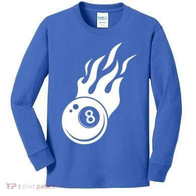 Billiard 8ball Pool Billiard Flame Billiard Ball Flame Funny Gift Kids Long Sleeve Shirt