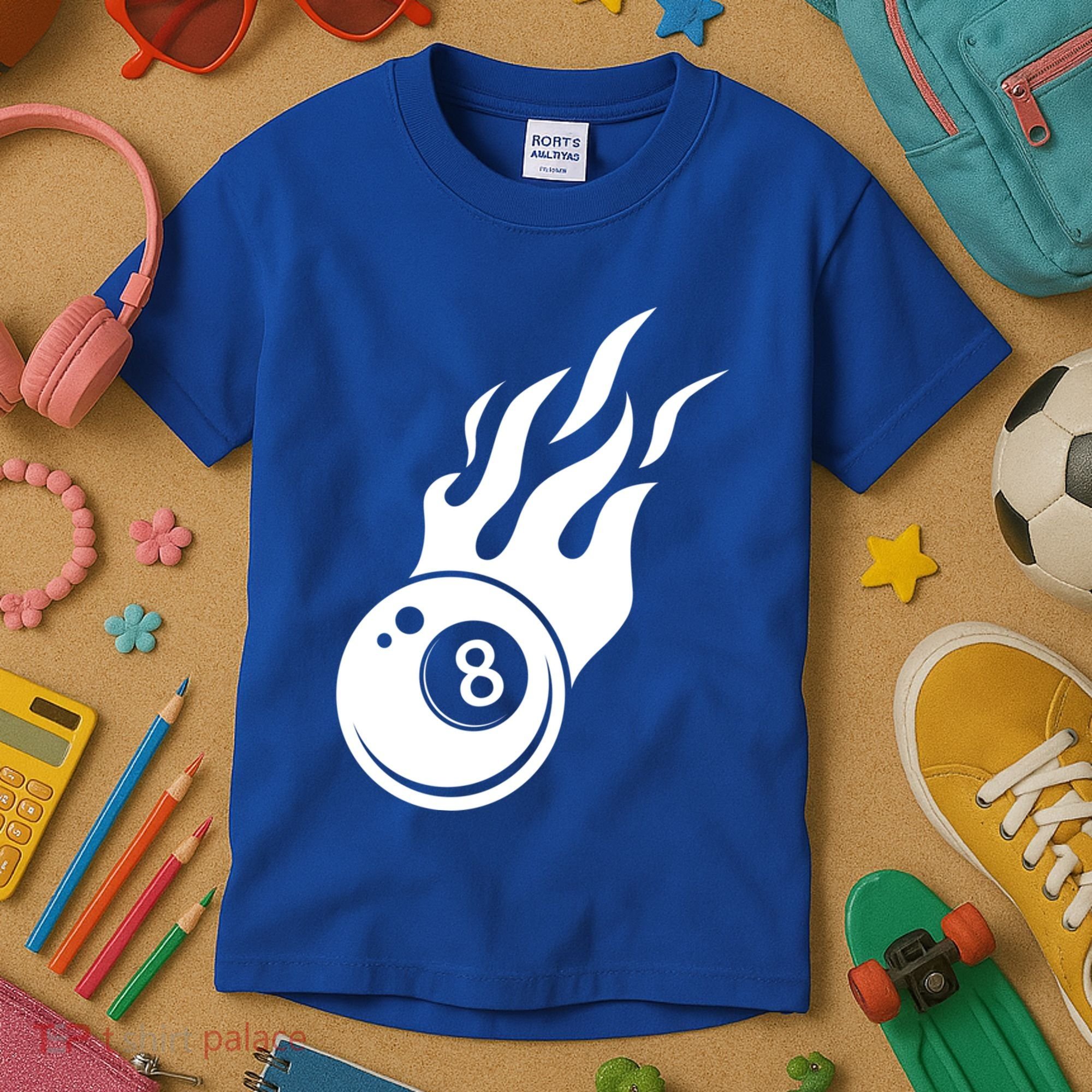 Billiard 8ball Pool Billiard Flame Billiard Ball Flame Funny Gift Kids T-Shirt