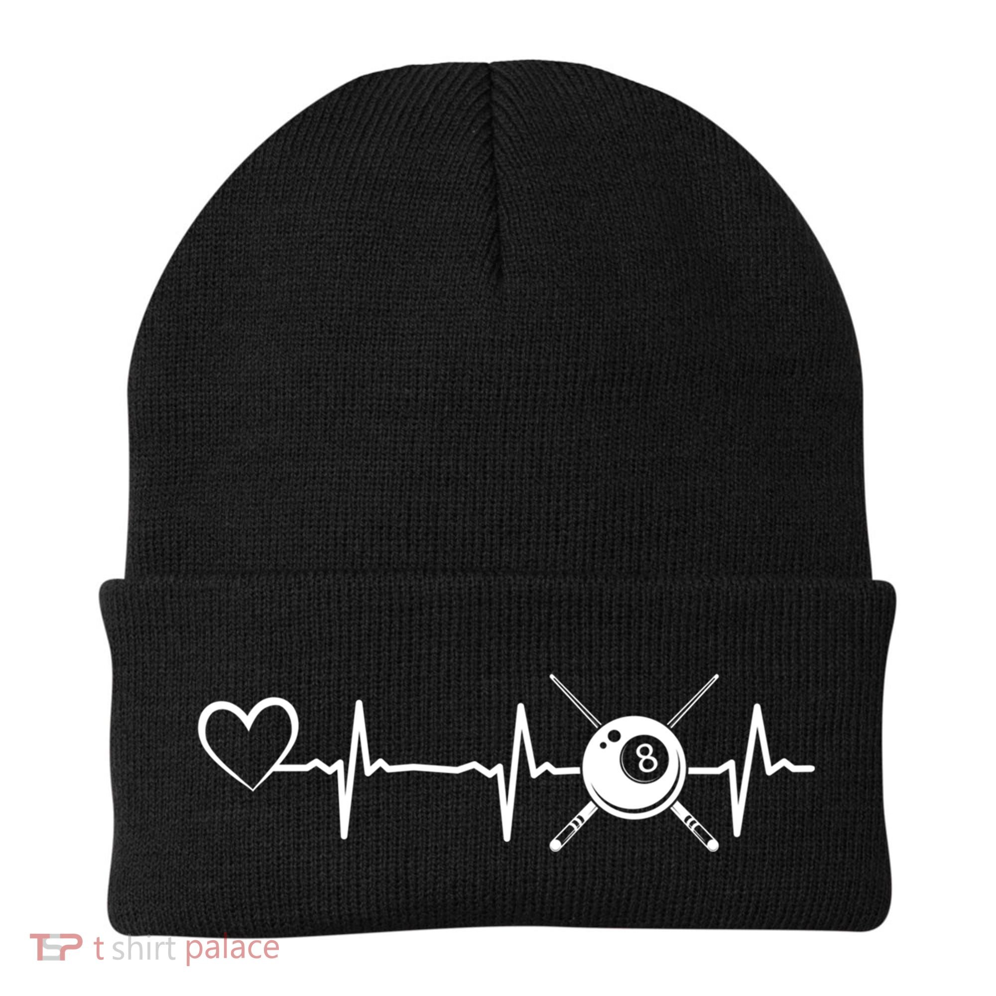 Billiards 8ball Pool Billiard Heartbeat Heart Billiard Gift Beanie
