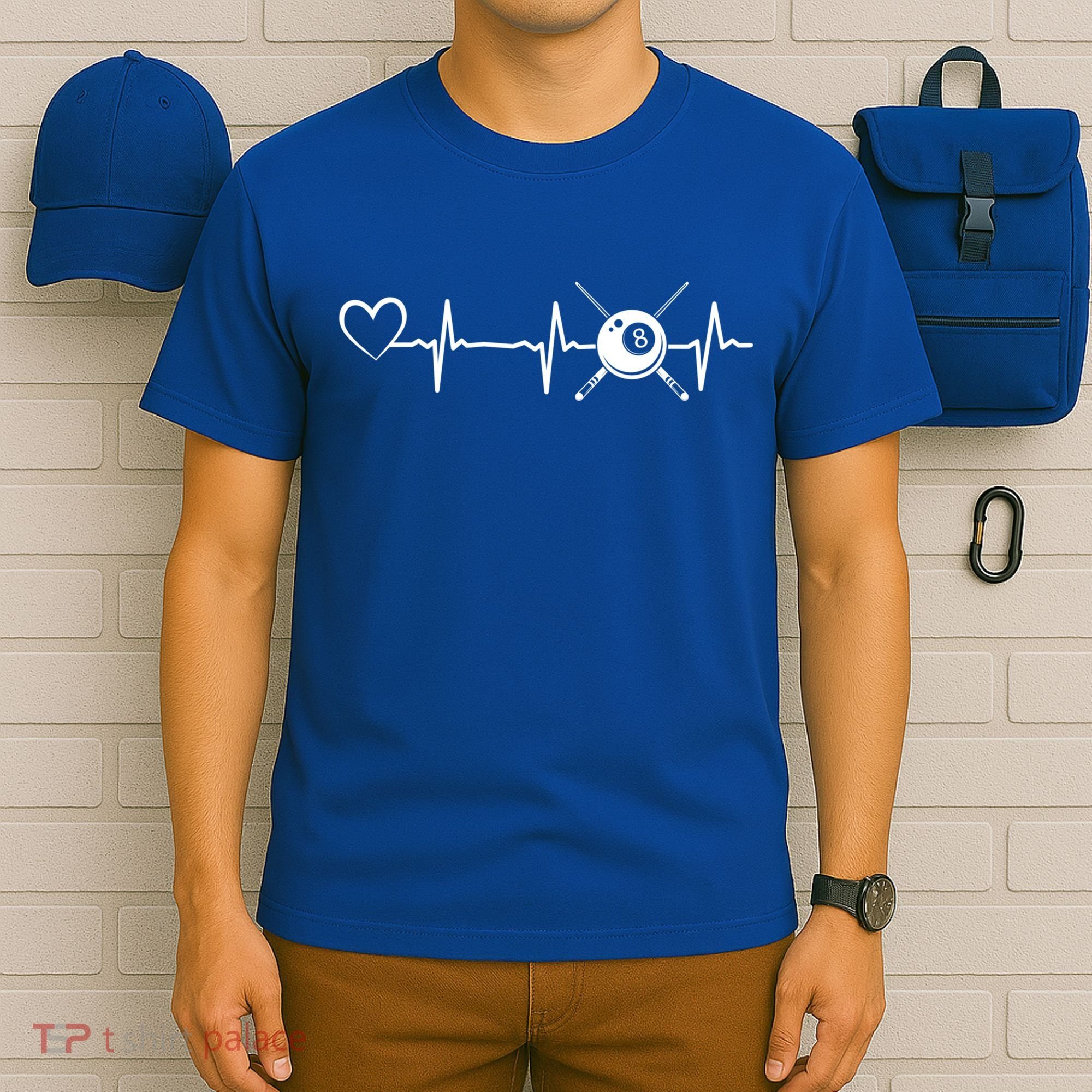 Billiards 8ball Pool Billiard Heartbeat Heart Billiard Gift T-Shirt