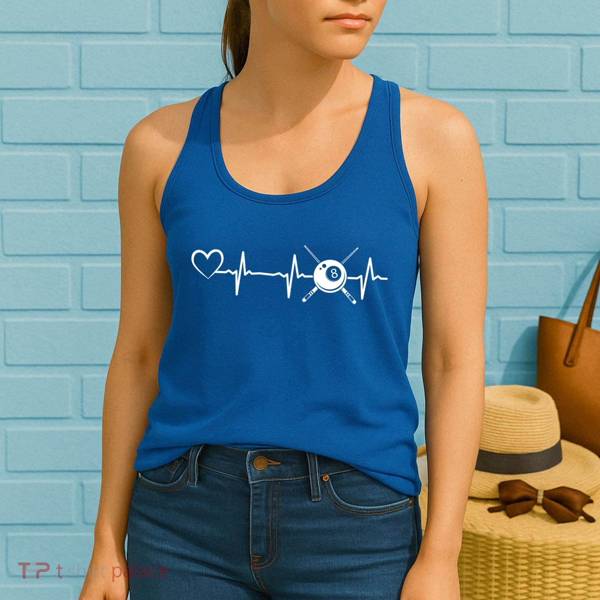 Billiards 8ball Pool Billiard Heartbeat Heart Billiard Gift Women's Tank Top
