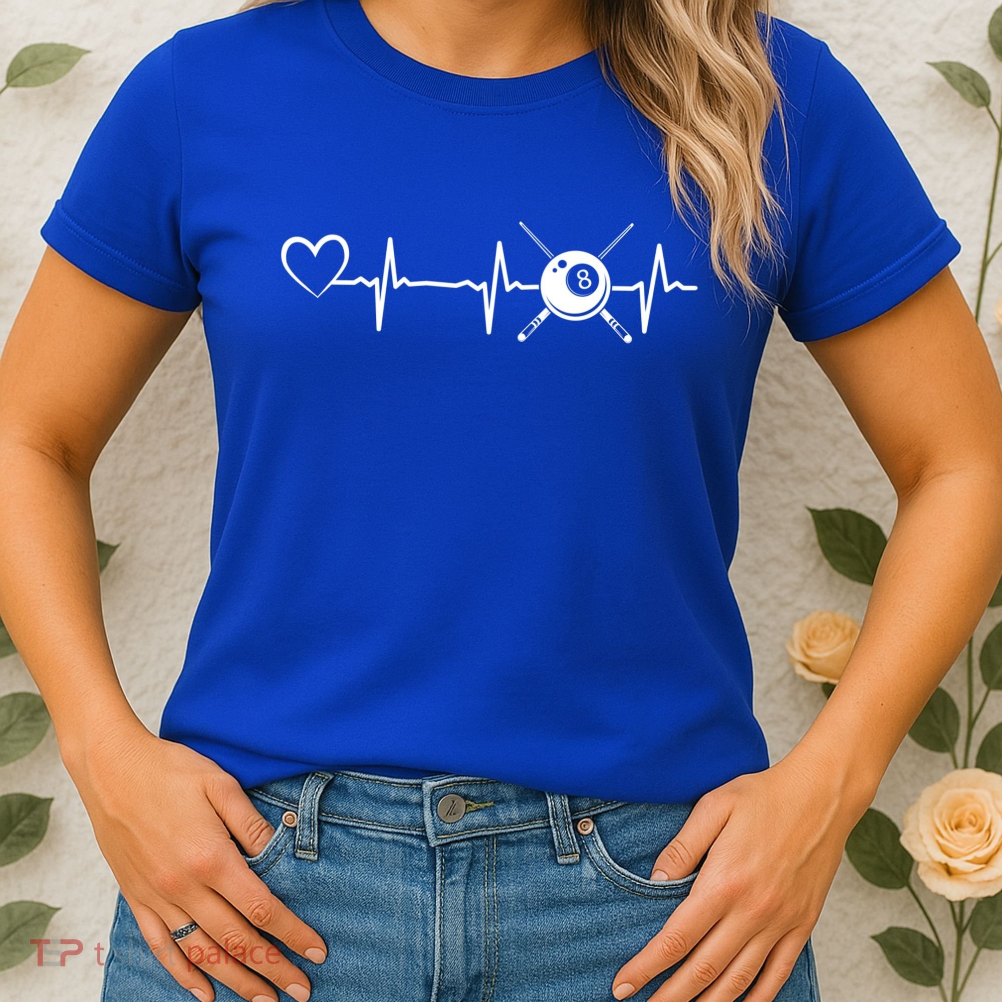 Billiards 8ball Pool Billiard Heartbeat Heart Billiard Gift Women's T-Shirt