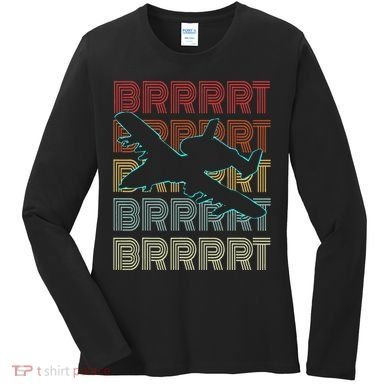 Brrrrt A 10 Warthog Vintage Retro Style Women's Long Sleeve Shirt