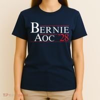 Bernie AOC 2028 Bernie Sanders Alexandria Cortez For President Democrat Party T-Shirt thumb 4