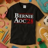 Bernie AOC 2028 Bernie Sanders Alexandria Cortez President  Kids T-Shirt thumb 3