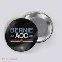 Bernie AOC 2028 For Progressives & Liberals Button thumb 0