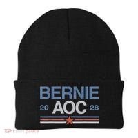 Bernie AOC 2028 For Progressives & Liberals Beanie thumb 0