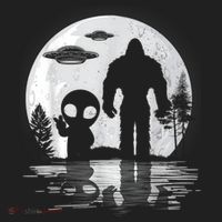 Bigfoot And Alien UFO Moon Sasquatch Bigfoot Lovers Women's Sweatshirt thumb 2