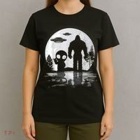 Bigfoot And Alien UFO Moon Sasquatch Bigfoot Lovers T-Shirt thumb 4