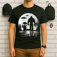 Bigfoot And Alien UFO Moon Sasquatch Bigfoot Lovers T-Shirt thumb 6