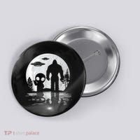 Bigfoot And Alien UFO Moon Sasquatch Bigfoot Lovers Button thumb 0