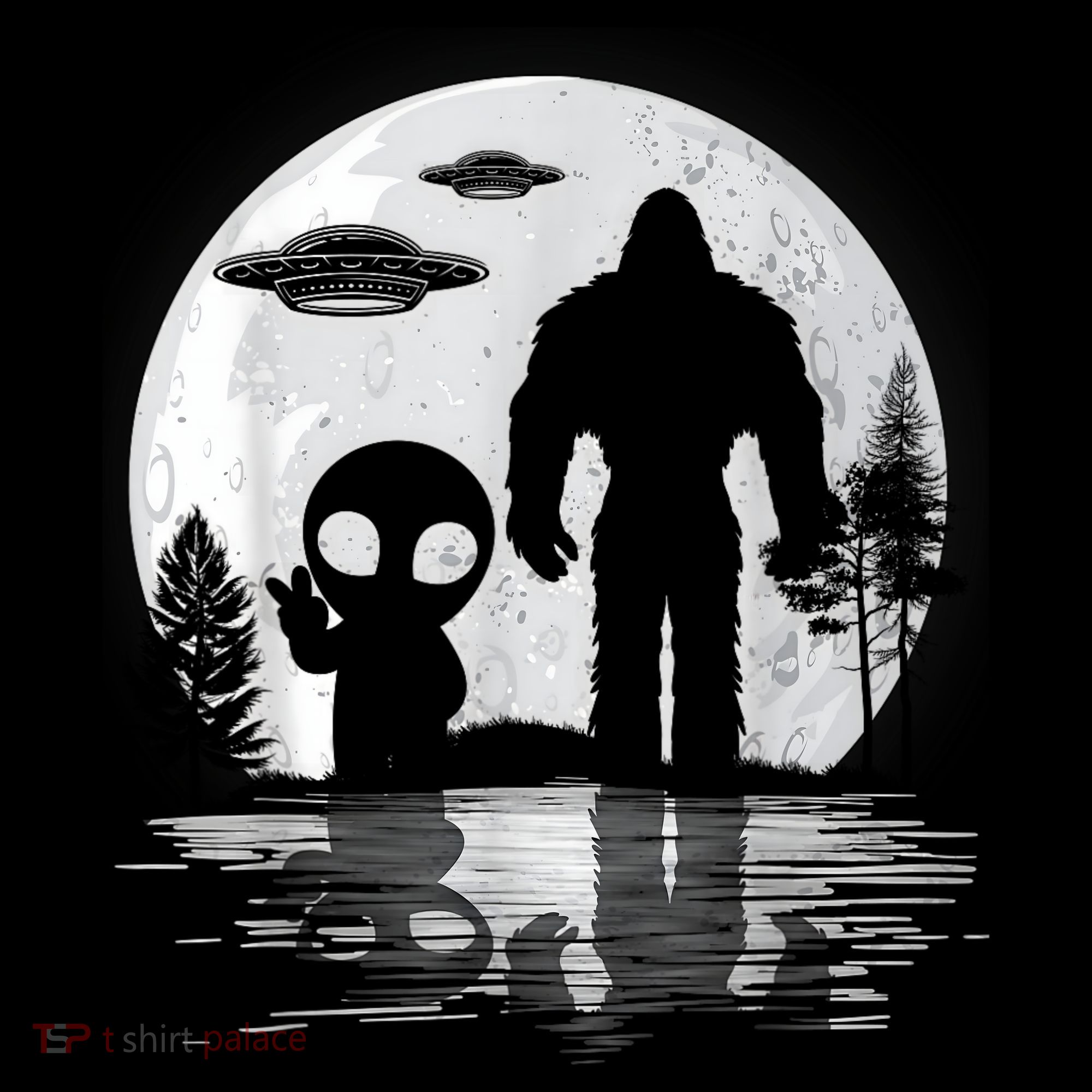 Bigfoot And Alien UFO Moon Sasquatch Bigfoot Lovers Coffee Mug