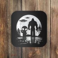 Bigfoot And Alien UFO Moon Sasquatch Bigfoot Lovers Coaster thumb 0