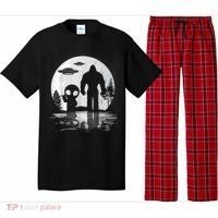 Bigfoot And Alien UFO Moon Sasquatch Bigfoot Lovers Pajama Set thumb 0