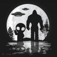 Bigfoot And Alien UFO Moon Sasquatch Bigfoot Lovers Women's Hoodie thumb 2