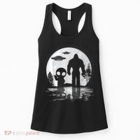 Bigfoot And Alien UFO Moon Sasquatch Bigfoot Lovers Women's Tank Top thumb 0