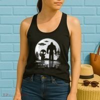 Bigfoot And Alien UFO Moon Sasquatch Bigfoot Lovers Women's Tank Top thumb 2