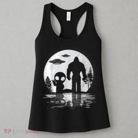 Bigfoot And Alien UFO Moon Sasquatch Bigfoot Lovers Women's Tank Top thumb 3