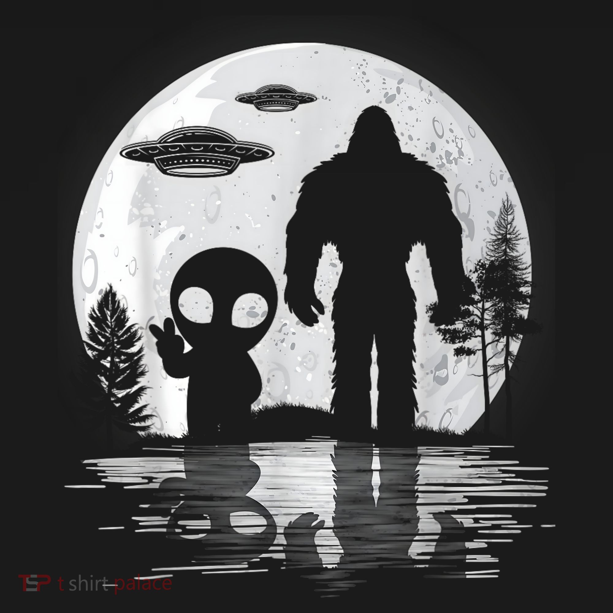 Bigfoot And Alien UFO Moon Sasquatch Bigfoot Lovers Women's Tank Top