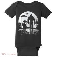 Bigfoot And Alien UFO Moon Sasquatch Bigfoot Lovers Baby Bodysuit thumb 0