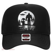 Bigfoot And Alien UFO Moon Sasquatch Bigfoot Lovers Hat thumb 0