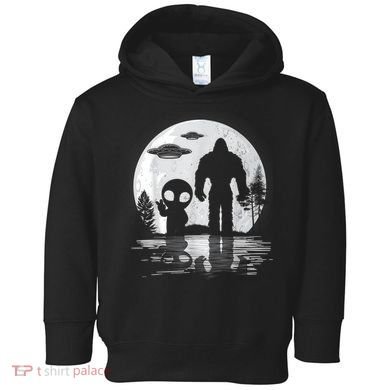 Bigfoot And Alien UFO Moon Sasquatch Bigfoot Lovers Toddler Hoodie