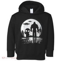 Bigfoot And Alien UFO Moon Sasquatch Bigfoot Lovers Toddler Hoodie thumb 0
