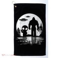 Bigfoot And Alien UFO Moon Sasquatch Bigfoot Lovers Golf Towel thumb 0
