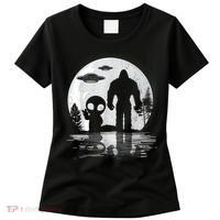 Bigfoot And Alien UFO Moon Sasquatch Bigfoot Lovers Women's T-Shirt thumb 0