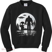 Bigfoot And Alien UFO Moon Sasquatch Bigfoot Lovers Kids Sweatshirt thumb 0